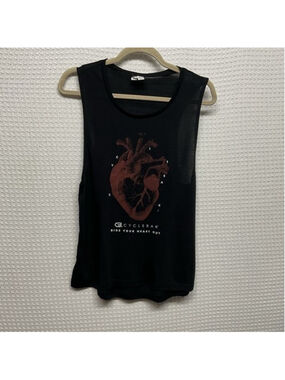 Bella‎ Black Anatomy of the Heart Lightweight Racerback Tank Top Women M